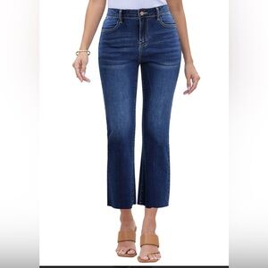 Women’s High Waist Raw Hem Cropped Flare Jeans size M